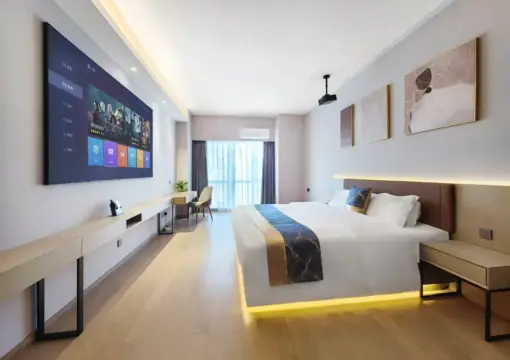 豪华投影双人卧室（100英寸屏幕，席梦思乳胶床垫）